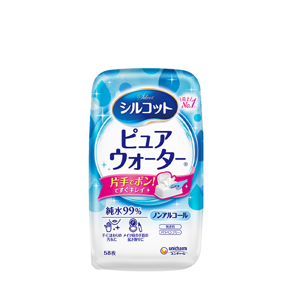 【ユニ・チャーム】 シルコット ピュアウォーター ウェットティッシュ　 本体 ５８枚