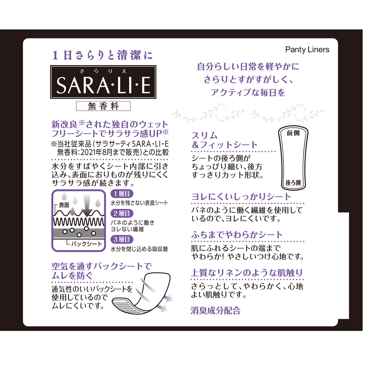 小林製薬　サラサーティ　Ｓａｒａｌｉｅ無香７２個の裏面画像