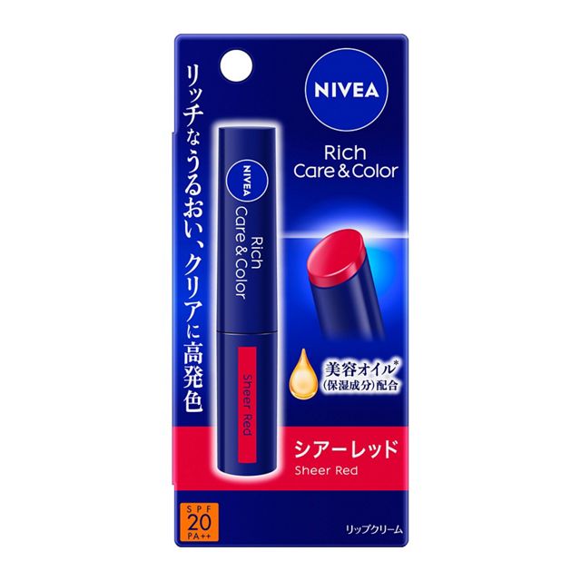 ニベア　リッチケア＆カラーリップ　シアーレッド　２ｇ