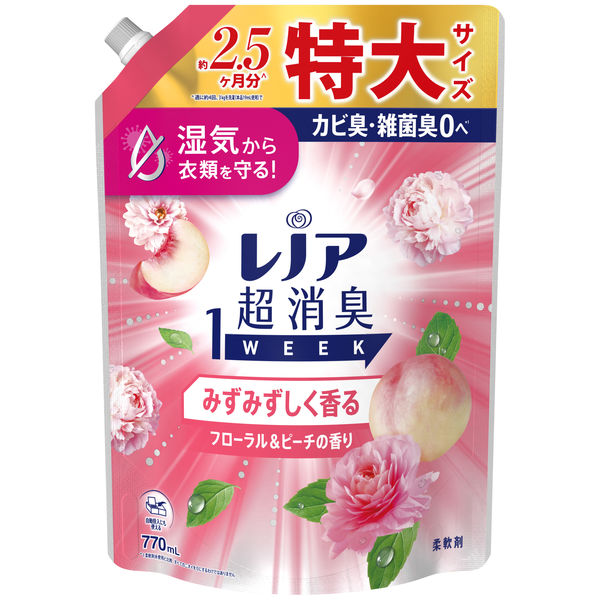レノア超消臭１ｗｅｅｋみずみずしく香るフローラル＆ピーチの香りつめかえ用特大サイズ　７７０ｍｌ