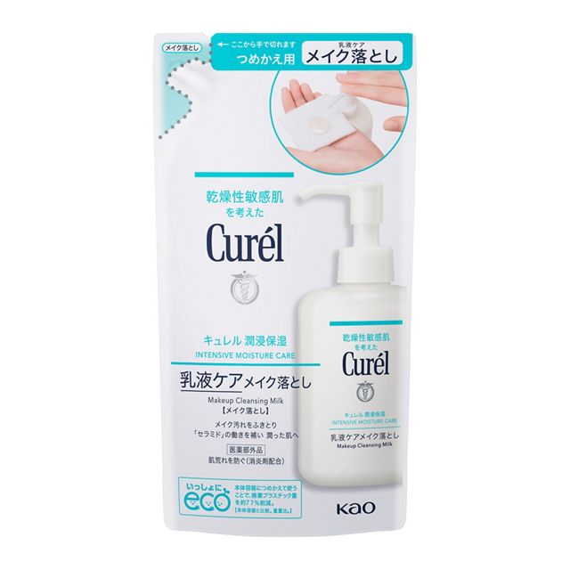 【花王】［医薬部外品］　キュレル　潤浸保湿　乳液ケアメイク落とし　つめかえ用　１８０ｍｌ