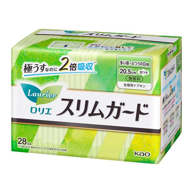 【花王】［医薬部外品］　ロリエ　スリムガード　多い昼～ふつうの日用羽つき　２８コ入