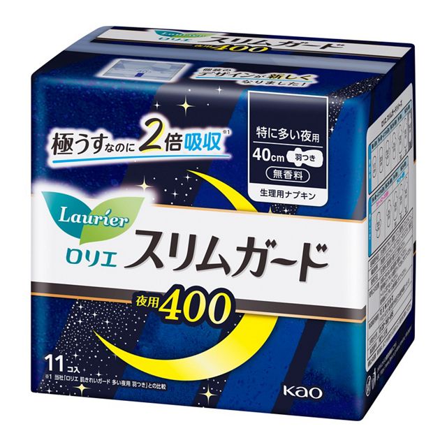 【花王】［医薬部外品］　ロリエ　スリムガード　特に多い夜用４００　１１コ入