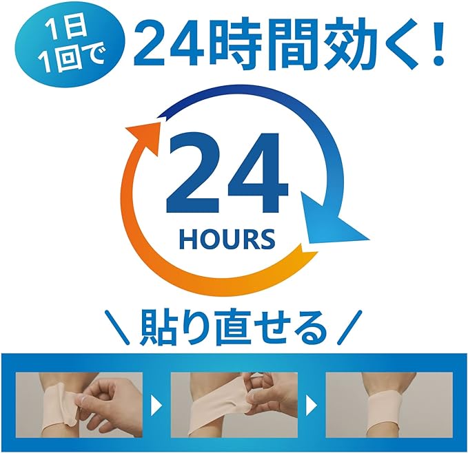 【第2類医薬品】ボルタレンEXテープL 7枚は、24時間効く！