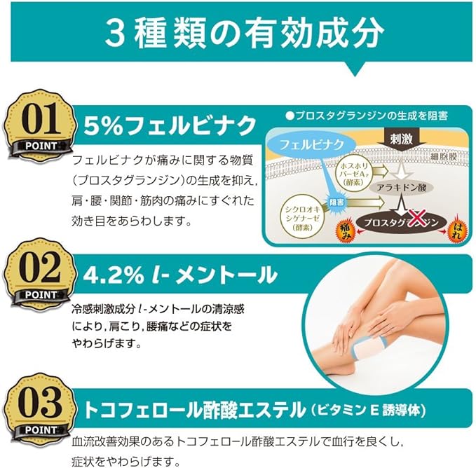 【第2類医薬品】パスタイムFXこはる 40枚は、3種類の有効成分配合