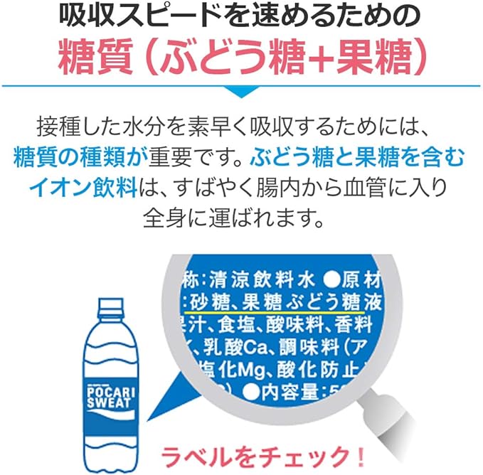 ポカリスエットパウダー(1L用) 1 袋（74g）×5袋は、吸収スピードを高めるための糖質を含んでいます。