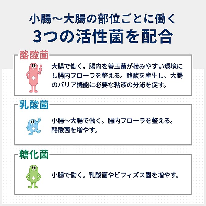 ビオスリーHi錠 180錠×3個セット【指定医薬部外品】は、3つの活性菌を配合。